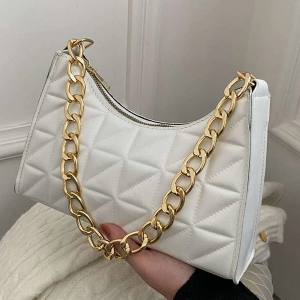 White and Gold Shoulder Purse